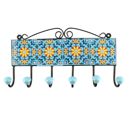 Turquoise Sunflower Ceramic Tiles Hook Online